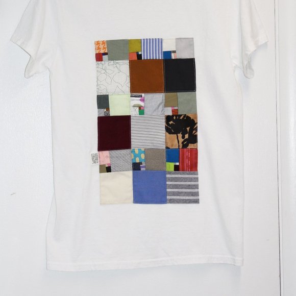 Vintage Tops - LAST CHANCE❗️(4/2) UNIQUE MODERN QUILTED T-SHIRT! White/Multi